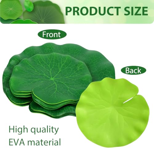 HASTHIP® 6Pcs Artificial Floating Lily Pads for Ponds, Realistic Foam Lotus Leaves Life-Like Floating Pond, Pool, Aquarium & Event Decor 4" & 6" Green Lily Pad Set for Koi Fish & Water Features - Image 4