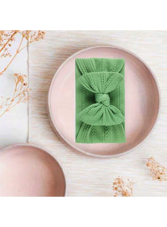 Syga Baby Girls Jacquard Soft Nylon Headbands Hairbands Hair Accessories Bow Headband For Newborns Infants Toddlers And Kids 0 3 Years (Green) - Image 3