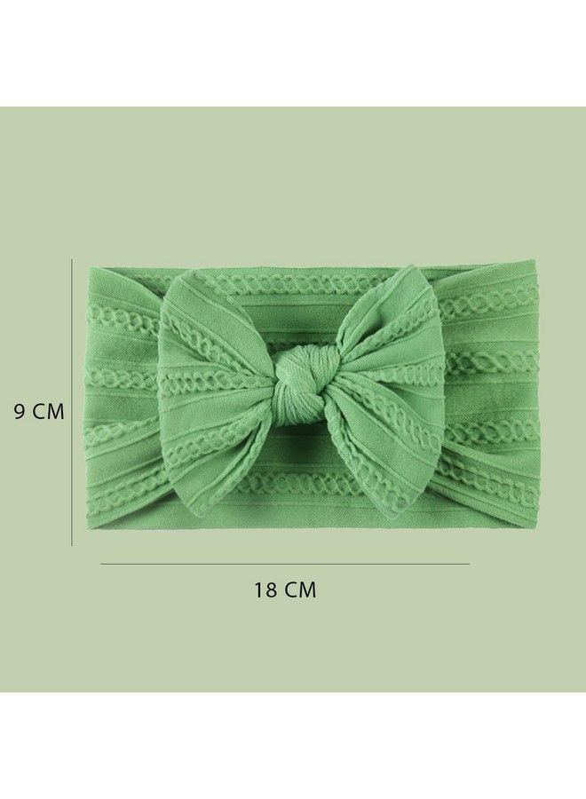 Syga Baby Girls Jacquard Soft Nylon Headbands Hairbands Hair Accessories Bow Headband For Newborns Infants Toddlers And Kids 0 3 Years (Green) - Image 4