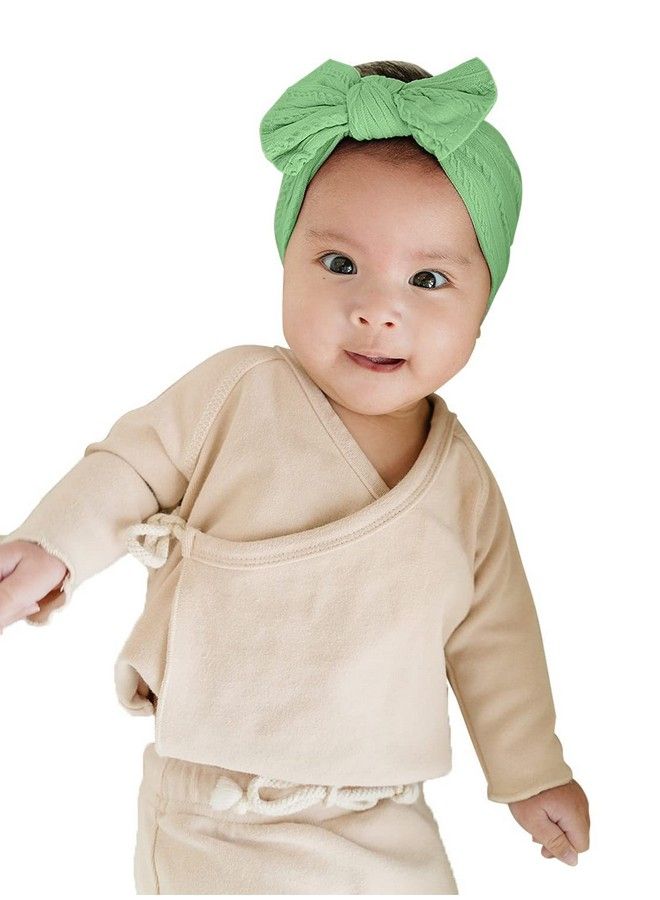 Syga Baby Girls Jacquard Soft Nylon Headbands Hairbands Hair Accessories Bow Headband For Newborns Infants Toddlers And Kids 0 3 Years (Green) - Image 2