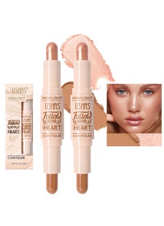 Ushas USHAS 2pcs Concealer Stick and highlighter 2 in 1 Dual-Ended Contour Contouring Makeup Stick, Natural Coverage, Lightweight, Conceals, Buildable Color (01 (2pc), Pack of 1) 