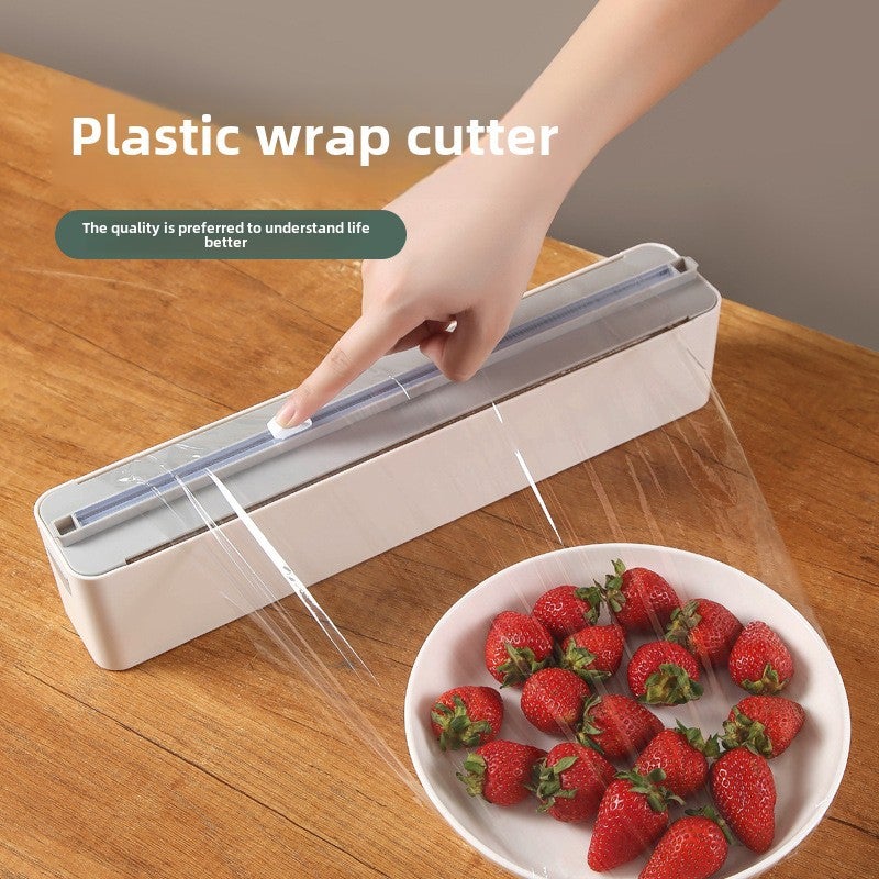 Disposable cling film cutter household wall-mounted cutting box magnetic refrigerator kitchen oil paper cutting food grade(Two rolls of 50 m plastic wrap, Classic [magnetic suction]]) - Image 3