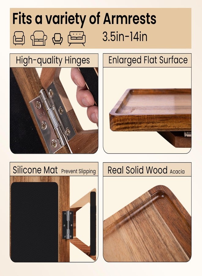 Danfoxer Acacia Wood Couch Arm Tray,Couch Tray,Folding Sofa Armrest Tray,Couch Arm Table Clip-On Couch Desk for Drinks, Snacks,Phone,Remote Control - Image 5