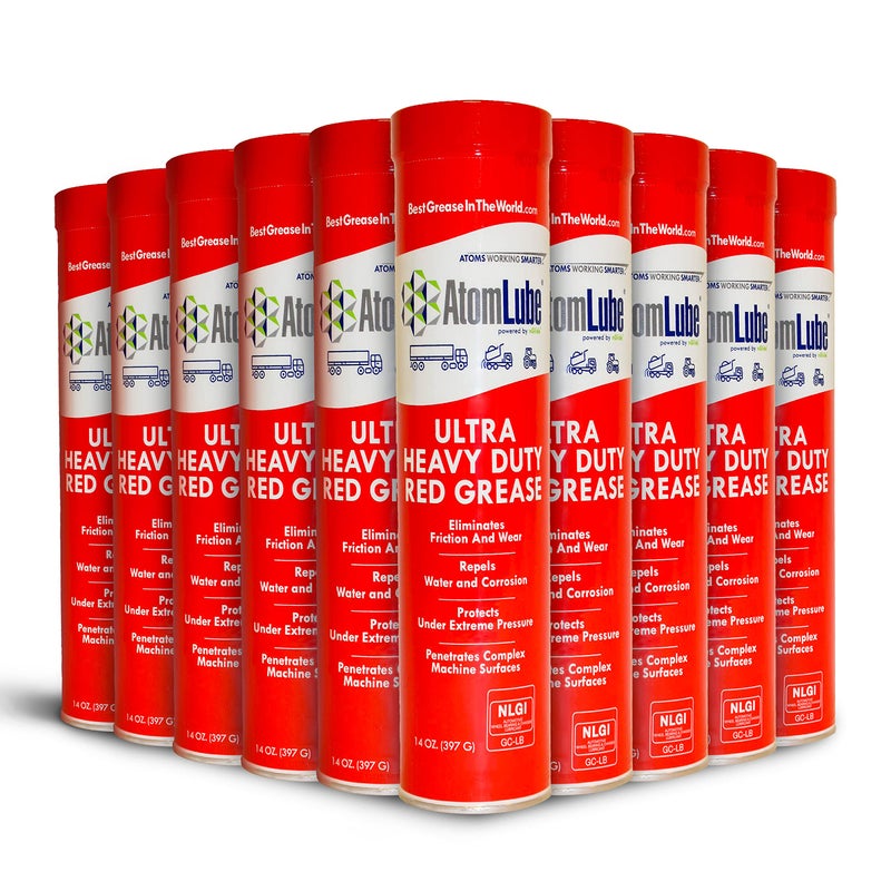 AtomLube Ultra Heavy Duty Red Grease 10Pack of 14 Oz Waterproof High Temp Lubricant for Metal Surfaces Wheel Bearing Grease for Semi Truck Accessories