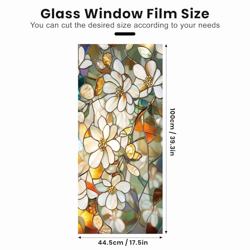 AOHMPT Stained Glass Window Privacy Film Static Cling Rainbow Glass Decorative Sun Blocking Window Covering NonAdhesive Removable Stickers for Home Office 175 x 393 - Image 3