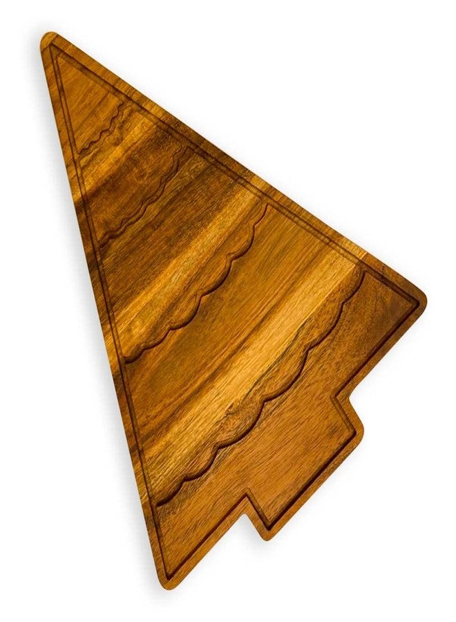 Affinity Decor Organic Acacia kitchen Cutting Chopping Charcuterie Board Platter for Butcher Block Cheese and Vegetables (Christmas Tree with Curved Groove 13.5"L x 10.8"W) - Image 4