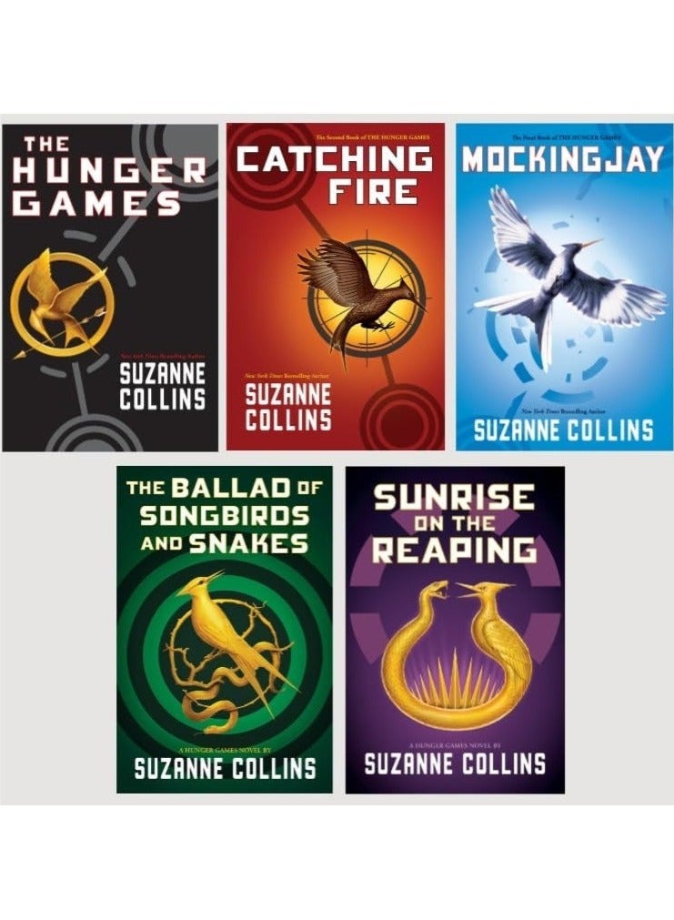 The Hunger Games Series 5-Book Collection Set - The Hunger Games, Catching Fire, Mockingjay, The Ballad of Songbirds and Snakes, Sunrise on the Reaping - Image 1