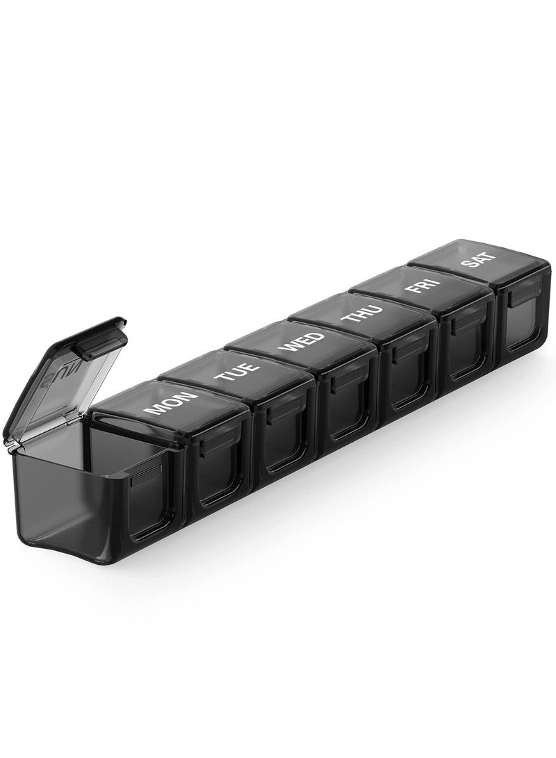 Extra Large Weekly Pill Organizer, 7 Day Daily Pill Box Case Easy to Open, Silkscreen Printed Medicine Container with Clear Lid for Vitamins, Fish Oils or Supplements - Image 1