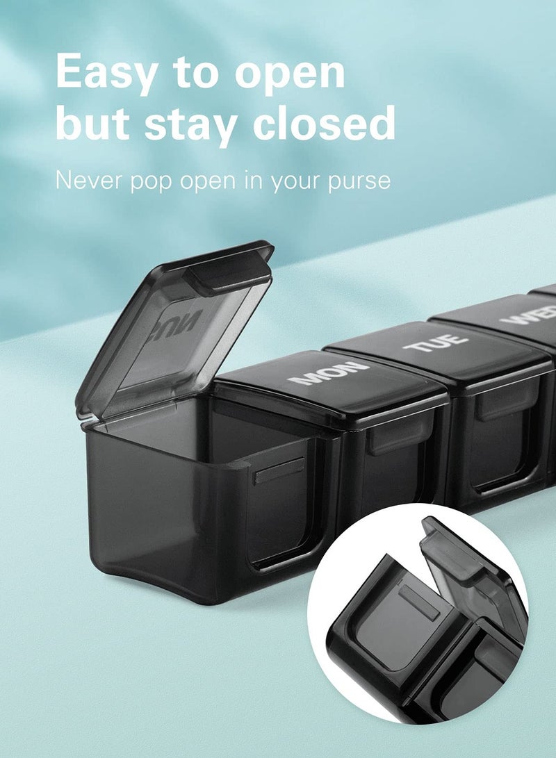 Extra Large Weekly Pill Organizer, 7 Day Daily Pill Box Case Easy to Open, Silkscreen Printed Medicine Container with Clear Lid for Vitamins, Fish Oils or Supplements - Image 4