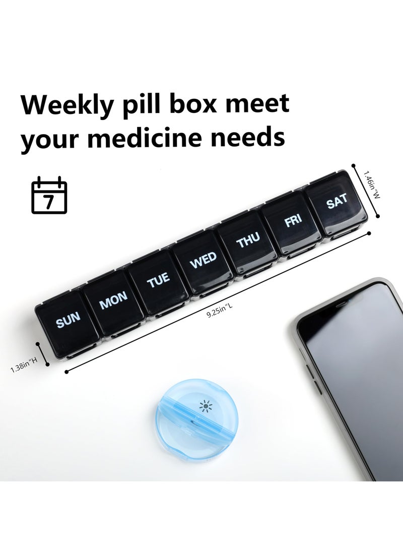 Extra Large Weekly Pill Organizer, 7 Day Daily Pill Box Case Easy to Open, Silkscreen Printed Medicine Container with Clear Lid for Vitamins, Fish Oils or Supplements - Image 3