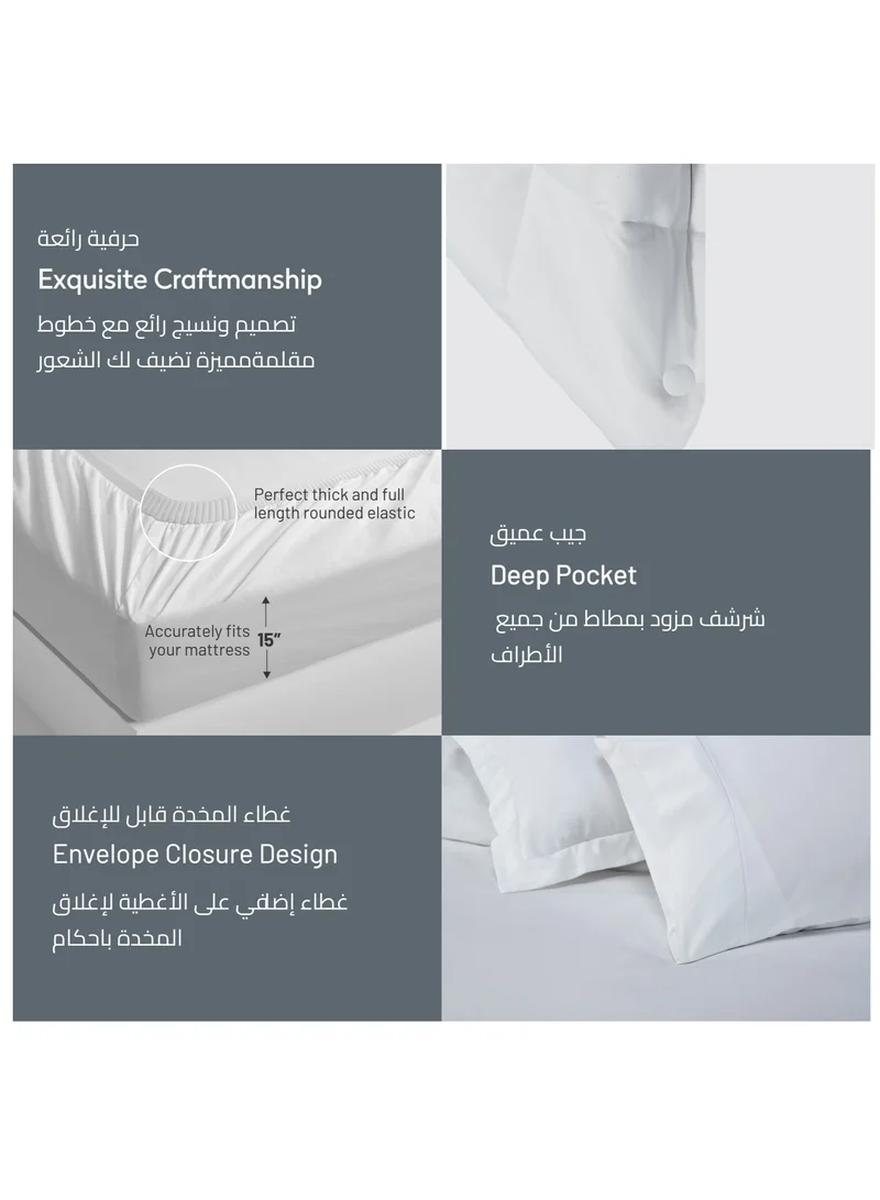 Donetella Comforter Set 6-Pieces Double Size Bed Fits(200 x 200 Cm)Hotel Style All Season Cotton Blend Bedding Set With Down Alternative Filling, White