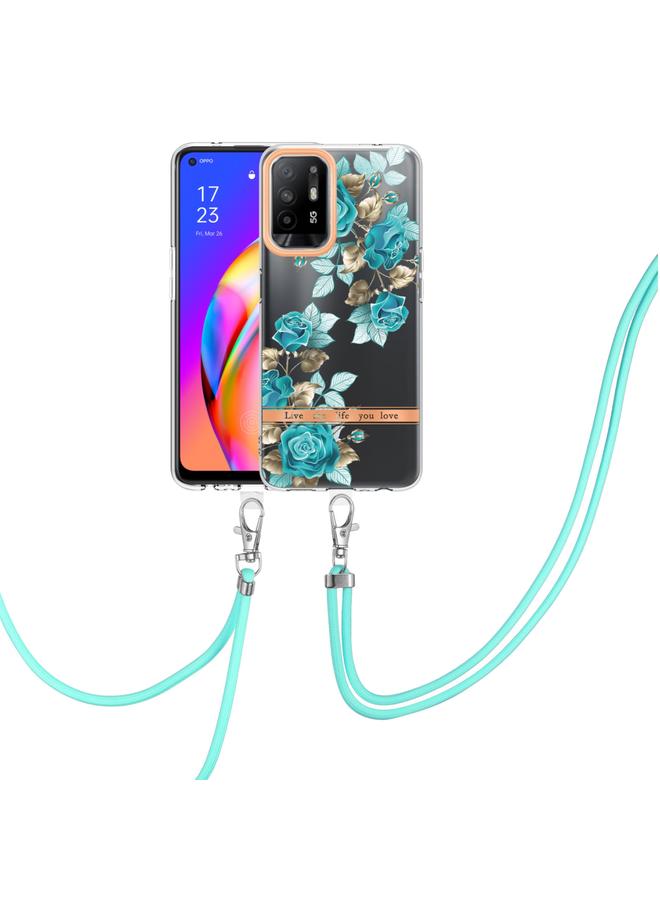 اس-توب جراب لهاتف OPPO A94 5G من سلسلة Flowers جراب TPU مع حبل - Image 1