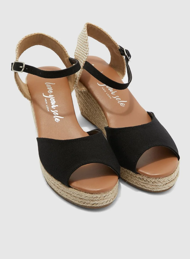 NEW LOOK Open Toe Wedge Sandal - Black