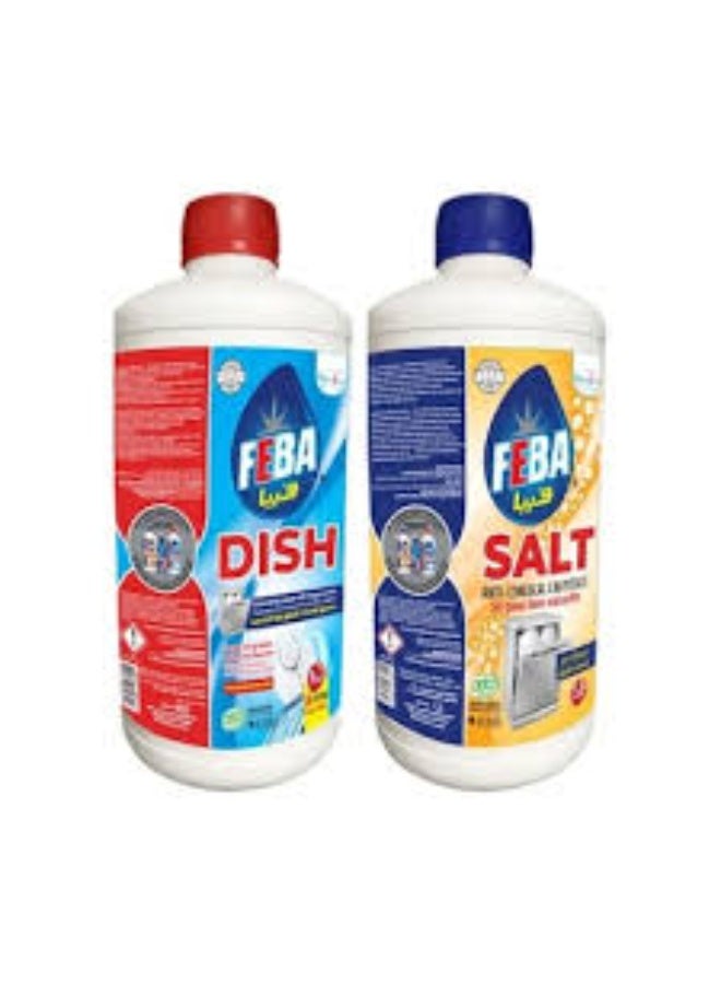 Feba Dishwasher Detergent - 1.1 Kg + Dishwasher Salt - 1.5 Kg
