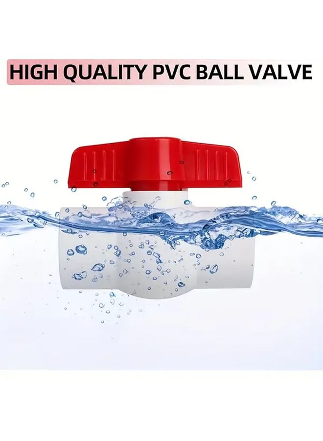 5pcs Heavy Duty White Red Plastic Ball Valves with Lever Handles for Water Air - Image 5