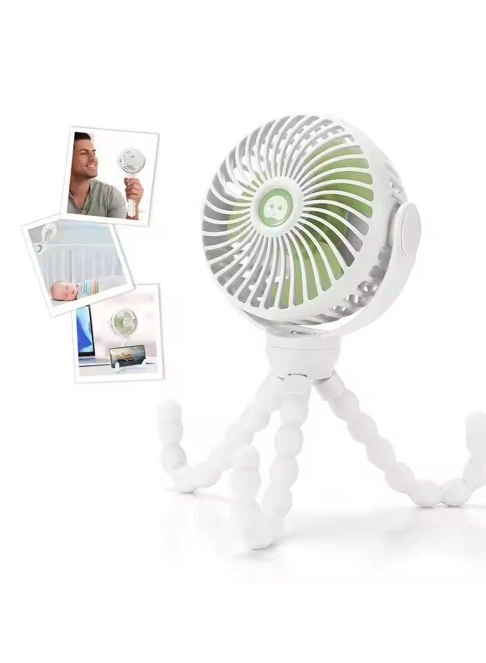 Mini USB Baby Stroller Fan, HOME Portable Mini Handheld Stroller Fan,Personal Portable Car Seat Baby Fan with Flexible Tripod,USB or Battery Powered Desk Fan with Adjustable 3 Speeds - Image 1