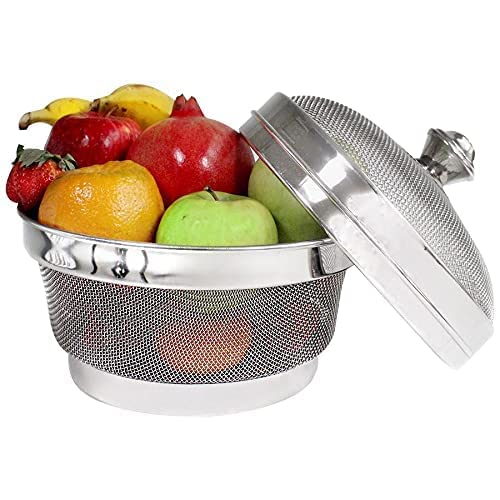 Shreeshann Stainless Steel Fruit Vegetable Fridge Basket with Cover Lid Net Basket with Cover 20 cm - Image 1