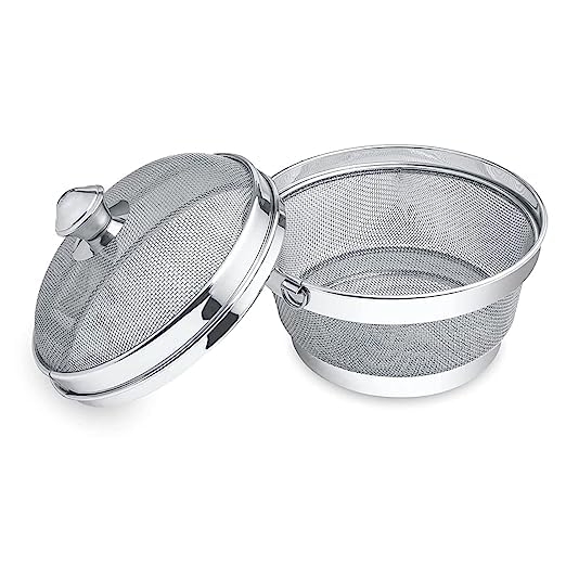 Shreeshann Stainless Steel Fruit Vegetable Fridge Basket with Cover Lid Net Basket with Cover 20 cm - Image 3