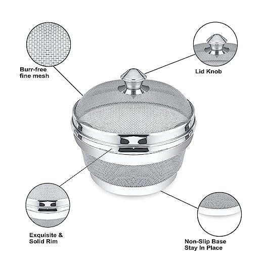 Shreeshann Stainless Steel Fruit Vegetable Fridge Basket with Cover Lid Net Basket with Cover 20 cm - Image 5