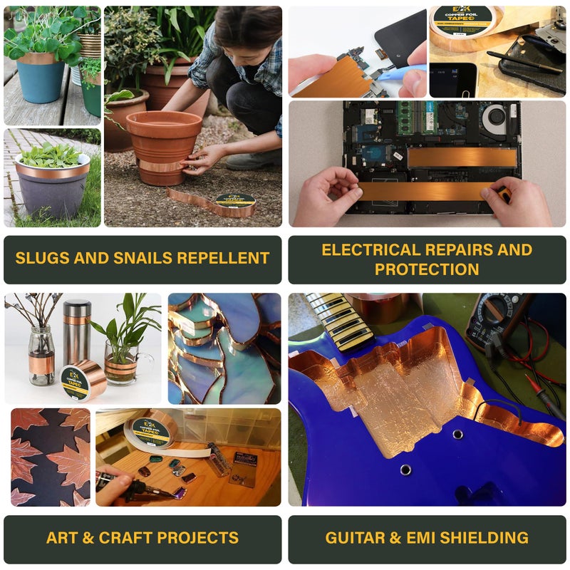 ELK Copper Foil Tape - 1â€ x 66ft - with Conductive Adhesive for Guitar, Crafts, Electrical Repairs and Grounding - Conductive Copper Tape - Image 4