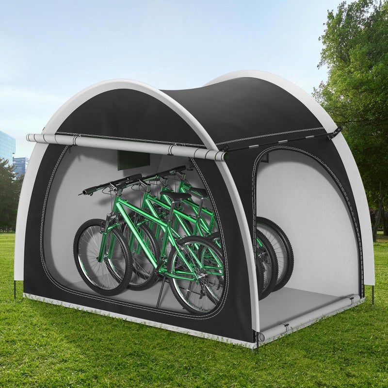 RAOOT Bike Storage Shed Tent, Oversized Storage Tent for 3-4 Bikes, Portable Foldable Garage/Garden Storage Tents, Waterproof Anti-uv Outdoor Bicycle Cover - Image 1