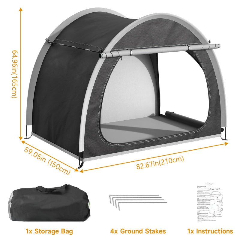 RAOOT Bike Storage Shed Tent, Oversized Storage Tent for 3-4 Bikes, Portable Foldable Garage/Garden Storage Tents, Waterproof Anti-uv Outdoor Bicycle Cover - Image 2