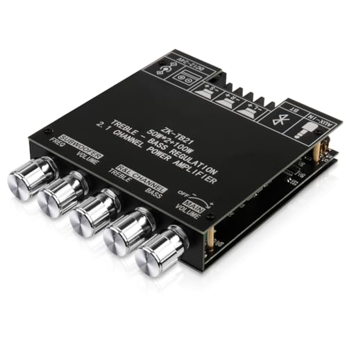 ARRAROWN لوحة مضخم الصوت بلوتوث، ZK-TB21 2.1CH 50W × 2 + 100W مضخم صوت فرعي مع تحكم في الترددات العالية والمنخفضة، بلوتوث 5.0 ومدخلات AUX، مضخم صوت رقمي ستيريو لمكبرات الصوت المنزلية DIY - Image 1