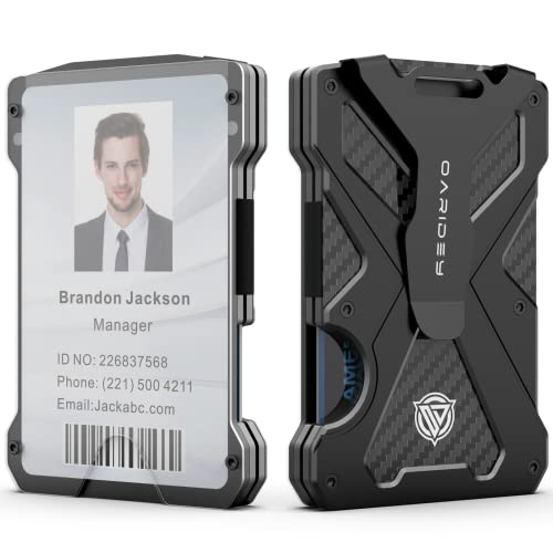 Oaridey محفظة أورايدي للرجال فائقة النحافة من الألمنيوم مع حجب RFID، سوداء، 15 فتحة بطاقة - Image 1