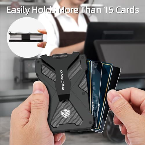 Oaridey محفظة أورايدي للرجال فائقة النحافة من الألمنيوم مع حجب RFID، سوداء، 15 فتحة بطاقة - Image 5