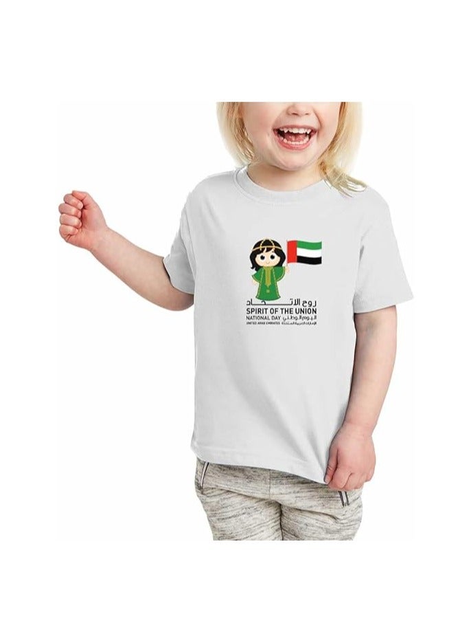 PRINTSHOP4ME Unisex UAE Kids T-shirts for celebrating  UAE National Day and Flag day events White (Design 2) - Image 2