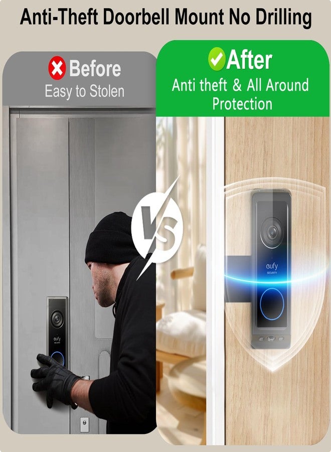 Annkoifu Anti-Theft Video Doorbell Mount for Eufy Doorbell E340/Wyze Duo Cam Doorbell, No-Drill Adjustable Mounting Bracket for Eufy E340, Apartment Door Camera Mount for Wyze Doorbell for Home Rentals Room - Image 4