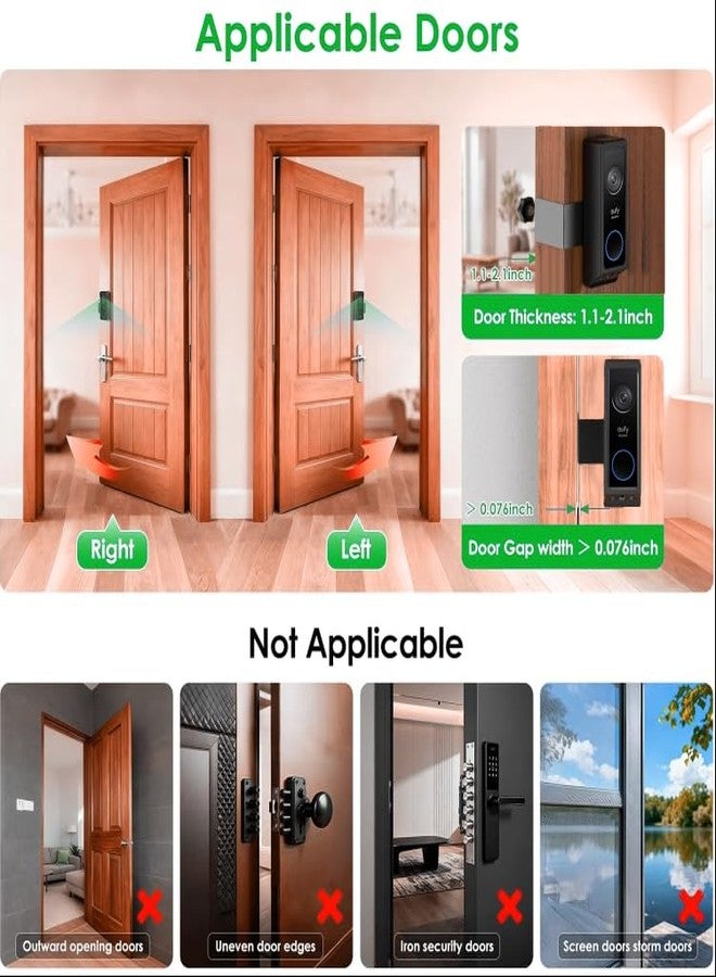 Annkoifu Anti-Theft Video Doorbell Mount for Eufy Doorbell E340/Wyze Duo Cam Doorbell, No-Drill Adjustable Mounting Bracket for Eufy E340, Apartment Door Camera Mount for Wyze Doorbell for Home Rentals Room - Image 3