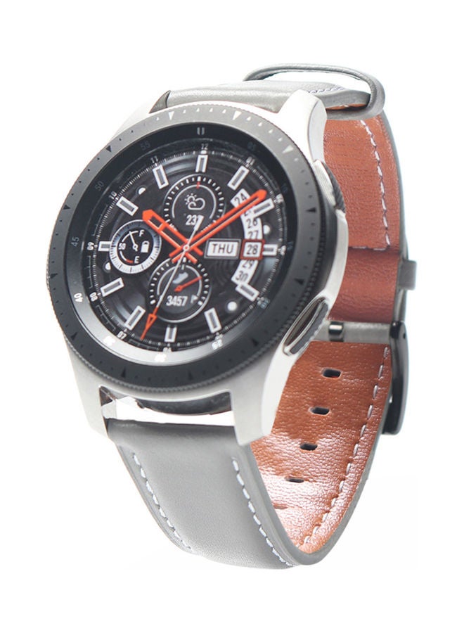 NIBEMINENT Leather Band Quick Release Smart Watch Strap Grey - Image 3