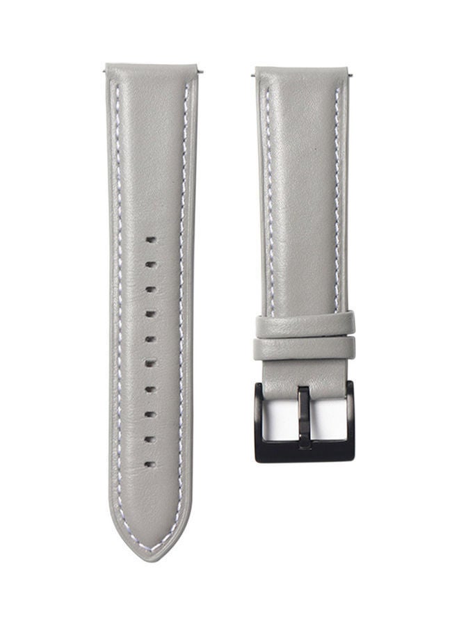 NIBEMINENT Leather Band Quick Release Smart Watch Strap Grey - Image 2
