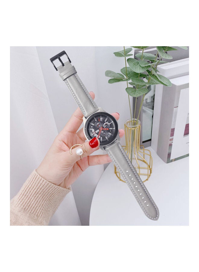 NIBEMINENT Leather Band Quick Release Smart Watch Strap Grey - Image 4