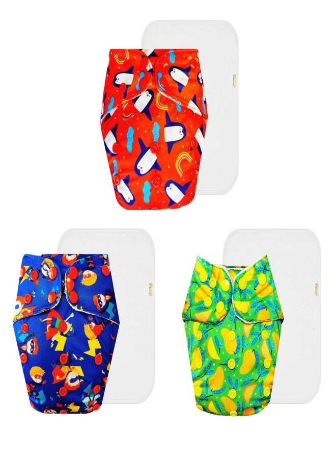 حفاضات دمبلدو القماشية الممتازة مع حشوة قطنية (عبوة من 3) | مضادة للحساسية | تسمح بمرور الهواء | سريعة الجفاف | مثالية للأطفال الصغار | من 3 أشهر إلى 3 سنوات | للجنسين - Image 1