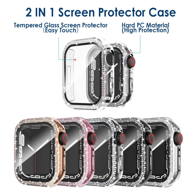Simpeak 5-Pack Women Bling Screen Protector Case Compatible with Apple Watch 38mm 40mm 41mm 45mm Series 10 42mm 46mm, Screen Case Compatible with iWatch Series 10 9 8 7 6 5 4 3 2 1 (41mm) - Image 3