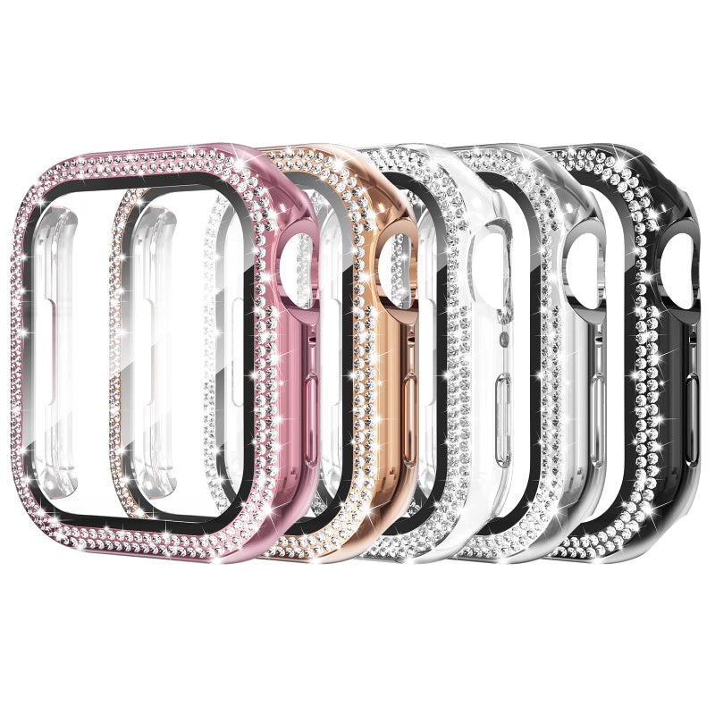 Simpeak 5-Pack Women Bling Screen Protector Case Compatible with Apple Watch 38mm 40mm 41mm 45mm Series 10 42mm 46mm, Screen Case Compatible with iWatch Series 10 9 8 7 6 5 4 3 2 1 (41mm) - Image 1