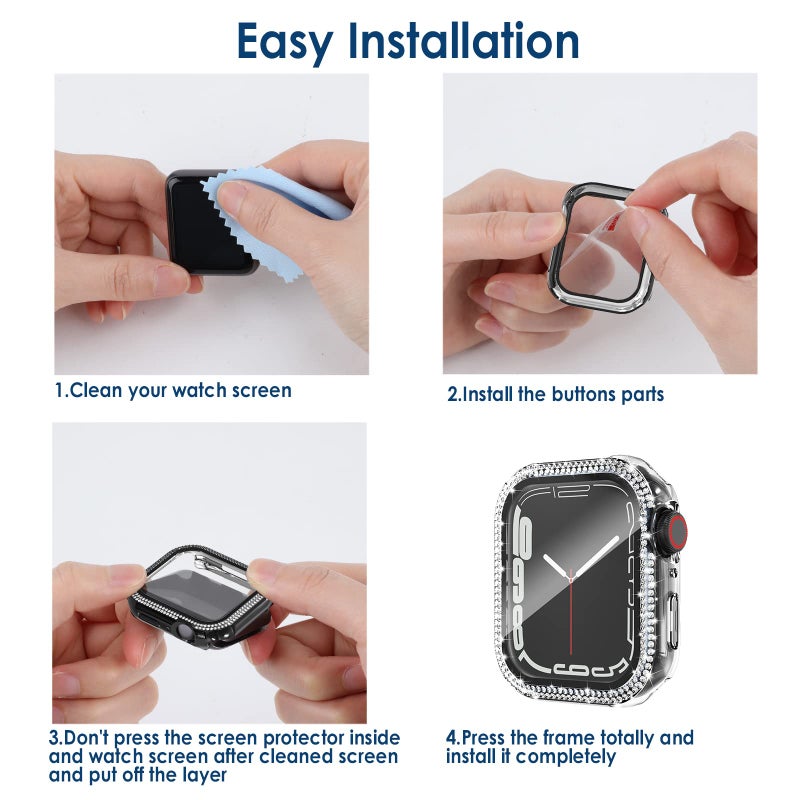 Simpeak 5-Pack Women Bling Screen Protector Case Compatible with Apple Watch 38mm 40mm 41mm 45mm Series 10 42mm 46mm, Screen Case Compatible with iWatch Series 10 9 8 7 6 5 4 3 2 1 (41mm) - Image 5