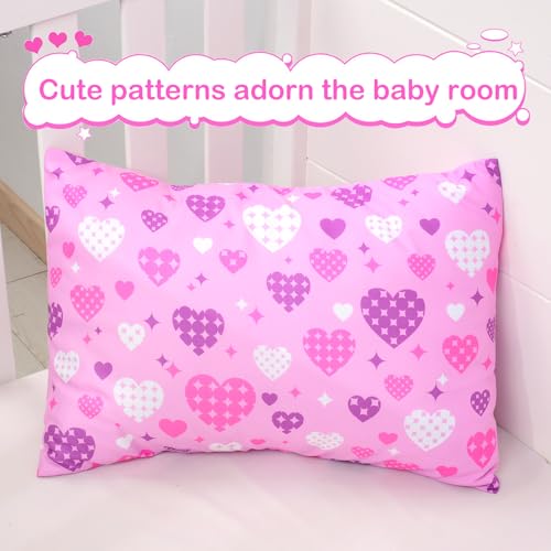 UOMNY Toddler Pillowcases for Girls - Love and Heart Baby Pillow Case 2 Pack - Small Covers for Travel (13X18, 12x16, 14x19) - Image 2