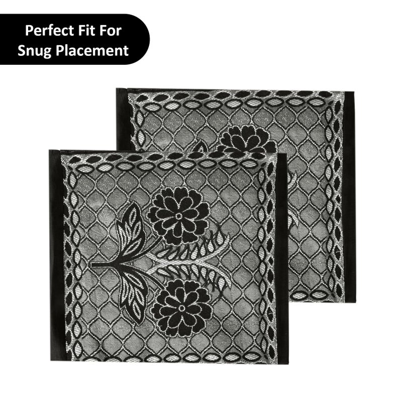 Kuber Industries Pack of 6 Aesthetic Bolster/Side Pillow Cover with Dori for Sofa & Diwan | Washable Cylindrical Takiya & Round Pillow Cover for Home Decor | Flower Design - Black Grey - Image 5