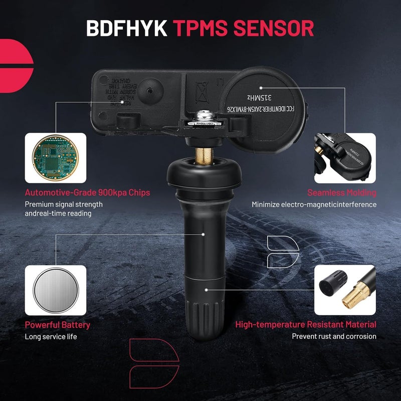 BDFHYK مستشعر TPMS 13586335، 315 ميجاهرتز، مجموعة من 4 مستشعرات لنظام مراقبة ضغط الإطارات، متوافقة مع سلسلة GM - Image 4