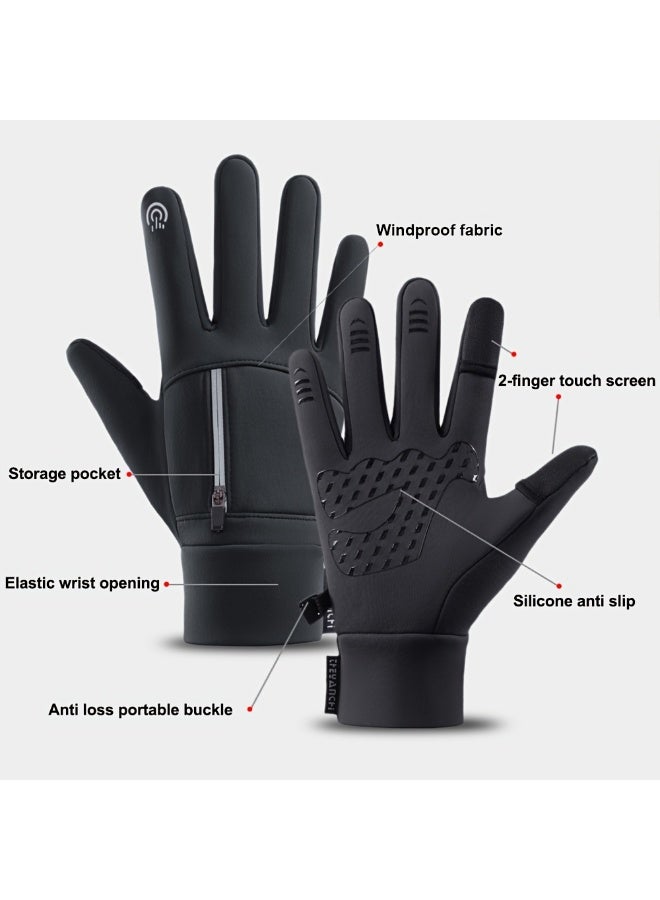 Winter Touchscreen Warm Gloves with Flip-Top Fingers - Windproof Cold-Resistant for Men & Women, Ideal for Cycling Fishing Running Outdoor Sports (L) - Image 2