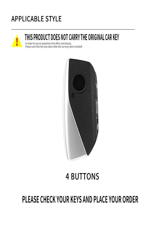 Ysbxitu Smart Key Case Cover Shell Compatible with BMW 2 5 7 Series X1 X2 IX XM X5 X6 X7 M5 F74 U06 U10 U11 735Li M60i Car Accessories Remote Control Protective Case Keychain B-Silver - Image 2