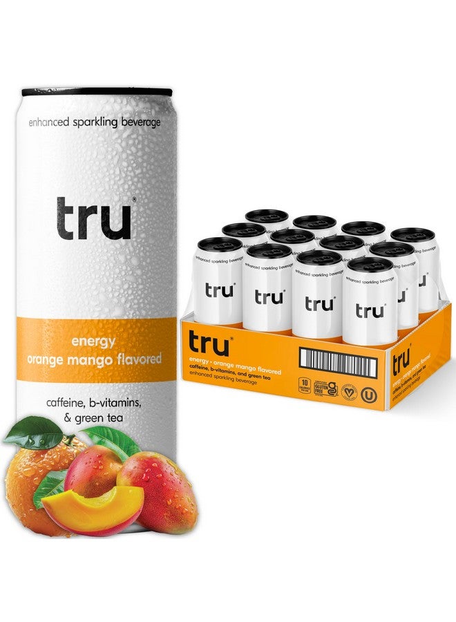 Tru Energy Seltzer, Clean Energy Drinks with B-Vitamins, Mango Fruit Juice Flavored Sparkling Water, 100 mg Natural Caffeine, Kosher, Gluten Free, Vegan, Low Calories, No Sugar Added Beverages, 12oz (Pack of 12) - Image 1