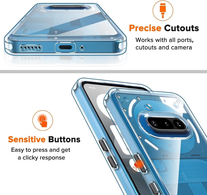 SHINESTAR® Clear Back Cover for Nothing Phone 3a 5G | Slim & Shockproof Case | Non-Yellowing Transparent PC + TPU Hybrid | Protective Bumper Cover (Crystal Clear) - Image 3