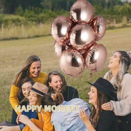 AnnoDeel 20 pcs 18inch Rose Gold Round Foil Balloons, Pink Round Shaped Helium Balloons Mylar Balloons for Wedding Decoration Party Balloons Birthday - Image 5