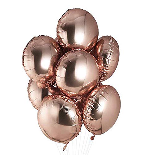 AnnoDeel 20 pcs 18inch Rose Gold Round Foil Balloons, Pink Round Shaped Helium Balloons Mylar Balloons for Wedding Decoration Party Balloons Birthday - Image 1