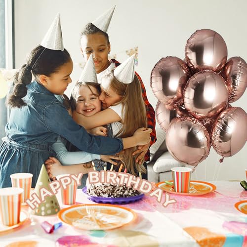 AnnoDeel 20 pcs 18inch Rose Gold Round Foil Balloons, Pink Round Shaped Helium Balloons Mylar Balloons for Wedding Decoration Party Balloons Birthday - Image 3