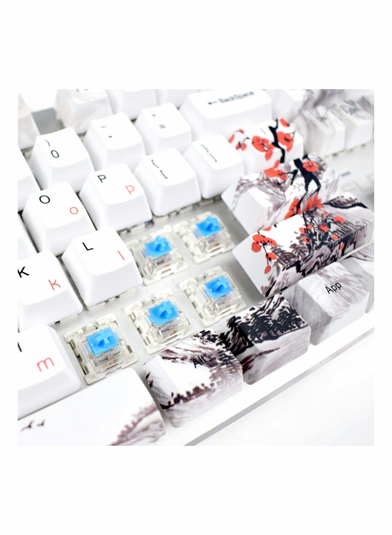 Rubber Keycaps Set, 110 Keys PBT Keycap, Anti-Slip Texture Dye-Sublimation Plum Blossom Cherry Profile Key Cap, DIY Mechanical Keyboard Keycap Set for Mechanical Keyboard - Image 3